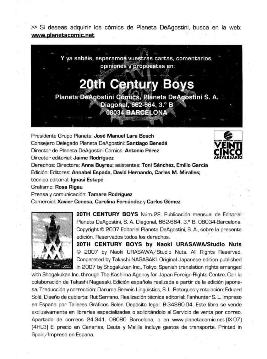 Read 20th Century Boys (ES) Manga Online
